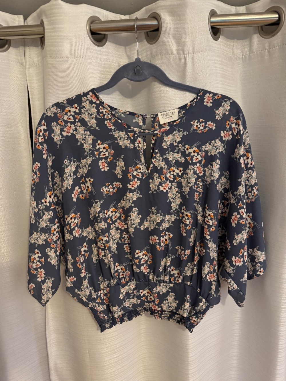 Blue with small flower blouse